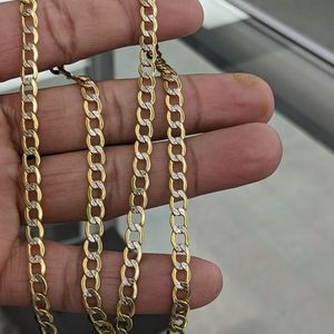 10kt Real Gold Cuban Curb Diamond Cut Chain 5mm 24 inch